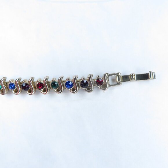 Multicolor Stones on a Gold Tone Bracelet - Picture 6 of 12